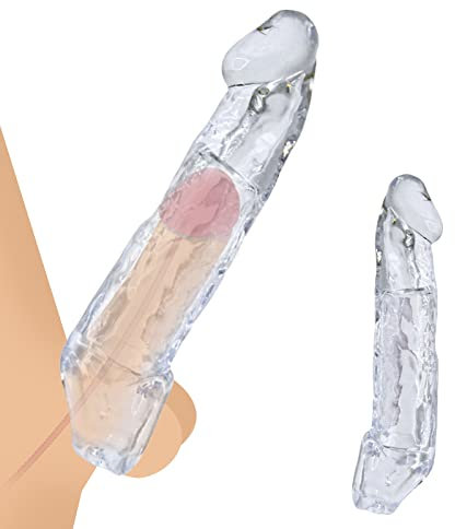 BDSMYOU Penishülle Penis Sleeve - Penis Verlängerung 65 mm,Penis Extender für Penis Vergrößern,Penismanschetten Dildo mit Hodenring Penisring für Zeit Verlängern,Sex Spielzeug für Männer Paare (200mm)