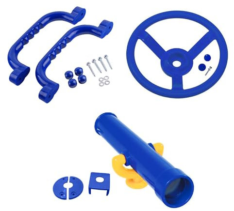 Kids Toys Climbing Frame Accessory Bundle Play Telescope Safety grab handles Steering wheel Tree house accessories Play Den (Blue)