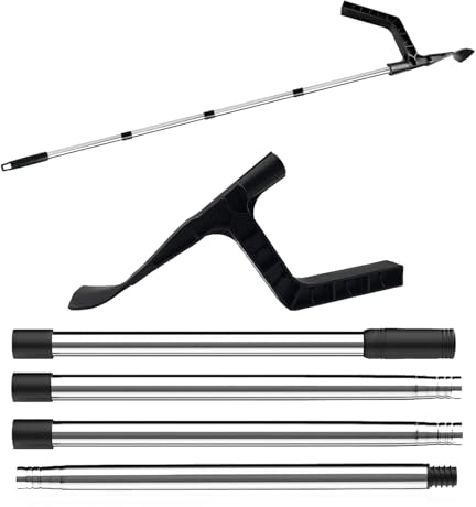 Roof Gutter Cleaning Tool Spoon and Scoop with Telescopic Extendable Telescopic Pole,Detachable Cleaning Brush and Scoop Roofing Guard,Cleaning Scraper Tool for Garden,Ditch,Cleaning Leaves and Debris