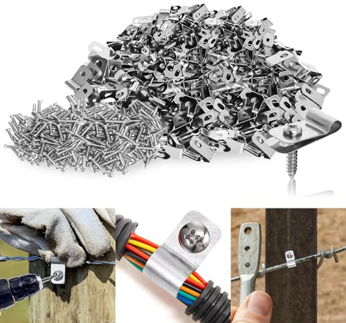 Zaunklammern, 200 Stück Zaun Drahtklemme Edelstahl, Befestigungsclips für Zaun mit Schrauben Zaunbefestigung Landwirtschaftliche Fechten für Geschweißten Draht an Holz Metall oder Vinyl Zaun