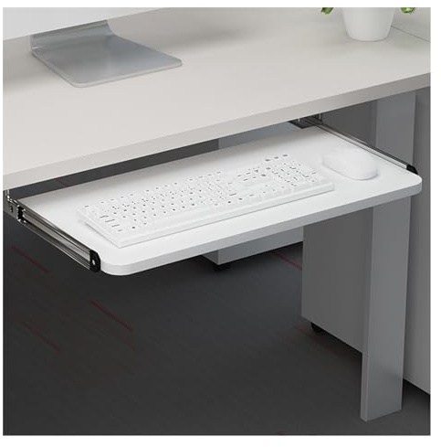 Baitang Cassetto per Tastiera sotto Scrivania, Vassoio per Tastiera da Tavolo Largo 25cm, Cassetto per Computer per Studio e Ufficio, Bianco (Size : 52x25cm(20x10inch))