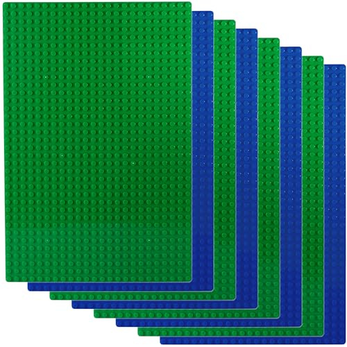 Apostrophe Games Blocco da Costruzione Classico Piastre di Base Compatibile con Tutte Le Principali Marche (4x Verde e 4x Blu Rettangolo)
