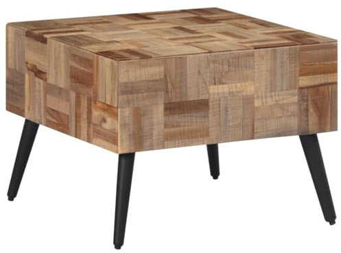 Homgoday Couchtisch, grau, 55 x 55 x 40 cm, massives Teakholz, moderner Couchtisch, Couchtisch, für Büro und Schlafzimmer