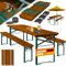 KESSER® Bierzeltgarnitur 3 teilig Gartenmöbel-Set | Klappbar 170 x 46 x 75cm | 2X Bierbänke 1x Biertisch | Festzeltgarnitur Biertisch Stehtisch Sitzgarnitur Holz 12x Bodenschoner & 6x Filz-Untersetzer