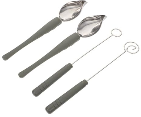 Cabilock 4pcs Stainless Steel Sauce Painting Spoon for Chocolate Fondue Buffet Catering Easy Clean Comfortable Grip