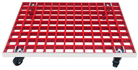 GFRP - Trolley per vasi da fiori, grande carrello, supporto per fiori da giardino con ruote, sottobicchiere robusto, per interni ed esterni, rosso, 61 x 42 cm