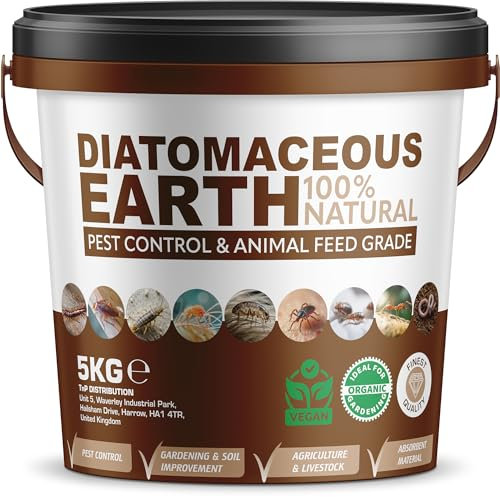 Diatomaceous Earth Powder Bucket Duster Pest Control Natural Insecticide Powder Bed Bug Killer, Mites Flea & Tick, Ant Killer, Crawling Insect Solution Non-Toxic DE Feed Grade (5kg)