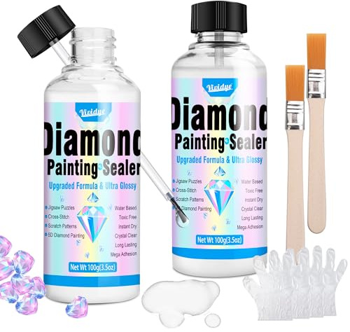Diamond Painting Sealer, Diamond Art Sealer Provides High Gloss Protective Coating to Secure Diamond Dots, Ultimate Diamond Painting Glue Permanent Hold & Shine Effect for Diamond Art ＆ Puzzles, 200ml