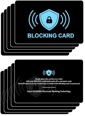 Qubitly 10 PCS RFID Blocking Card, Advanced Card Blocker with Blue Shield Design, Credit Cards Protector for Contactless Payment, Anti-Theft RFID Cards Blocker for Wallets & Passport Holders