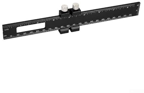15 cm aluminiumlegering T fyrkantig träbearbetningsmärkningslinjal, justerbart skjutreglage med dubbla skruvlås och räfflad spets, för snickare maskinister ingenjörer hantverksuppgifter (svart)