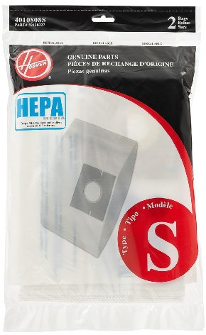 Hoover Vacuum Cleaner Bags for Windtunnel and Constellation Canister Vacs, Pack of 2, White, Type S, Hepa Filtration, Part # 4010808S, Hoover Vacuum Bags Refill