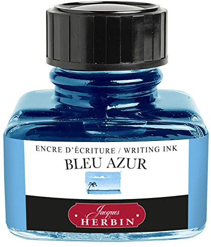 J.Herbin 13012T Tinte für Füller, 30 ml, azurblau