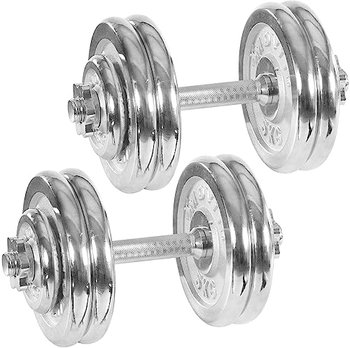 Movit® Kurzhanteln PRO 2er Set, Chrom Gusseisen Hanteln, 50kg, Stange 30mm Standardnorm, Griff gerändelt, Sternverschlüsse, Hantel Set Kurzhantelset Gewichte
