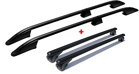 Dachreling + Dachträger für VW T5 T6 Transporter Multivan L1 Alu Schwarz 4X