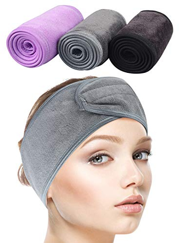 SINLAND Bandeau de spa pour femme ultra doux réglable avec ruban magique, bandeau extensible pour bain, douche, masque facial, yoga
