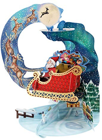SANTORO Pendolo, Biglietto D'Auguri Pop-Up Natalizio 3D - Slitta Di Babbo Natale - Per Bambini, Per Lui, Per Lei, Natale