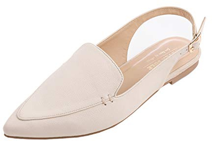 Feversole Womens Flat Pointed Toe Slingback Shoes，Zapatos de correa de hebilla casual de cuero sintético para female tamaño 36-41