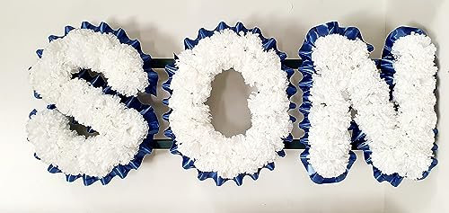 mySilkFlowers SON Artificial Silk Funeral Tribute Name Flowers Letter Wreath