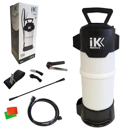 IK MULTI Pro 12 - Spruzzatore Professionale ad Alta Resistenza - Compatibile con Chimici Aggressivi - Ideale per Costruzione e Disinfezione - Tubo Rinforzato - Serbatoio Traslucido - 10L