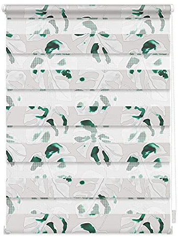 Lichtblick Doppelrollo Klemmfix ohne Bohren mit Motiv, Monstera - Schwarz, Blickdicht, Made in Germany, Klemmträger, Julia Schumacher 100 cm x 150 cm (B x L)