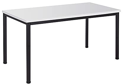 Schreibtisch u. Besprechungstisch mit schwarzem Tischgestell | Konferenztisch Bürotisch Computertisch Mehrzwecktisch Arbeitstisch PC-Tisch Homeoffice-Tisch (weiß, 200 x 80 x 77,5 cm)