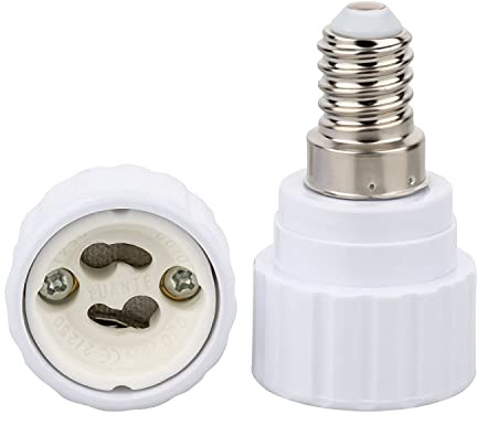 ISOLATECH 5x E14 adapter för GU10 lampsockel vit keramisk värmebeständig | Max. 250V/2A, LED konverterare, för energisparlampor och glödlampor, för badrum, takinstallation och kök
