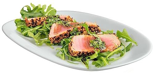 KADAX Plato de servir, rectangular, 23 x 16,5 cm, fuente de porcelana blanca, bandeja para servir aperitivos para microondas (blanco)