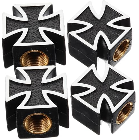VINTORKY 4 Tapones de válvula con diseño de Cruz, para Coches y Motocicletas, aptas para Todas Las válvulas de neumáticos, Tapas de válvula robustas y Elegantes para una protección óptima