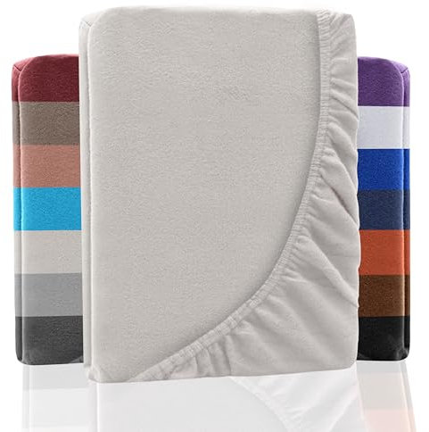 NatureMark Winter Thermo Fleece Spannbettlaken, Spannbetttuch in vielen Farben und Größen Winter Bettlaken, Spannbettlaken 120 x 200 cm - Natur