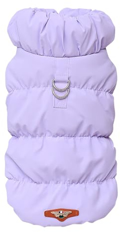 Cappotto Invernale per Cani, Giacca Impermeabile Antivento Caldo per Cane,Cappotto Cane in Pile,Abbigliamento per Cani con anello a D,Vestiti per Cani di Taglia Piccola,Media e Grande viola chiaro,M