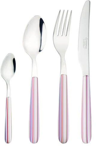 Grunwerg Greenworks 24 Piece Boxed Cutlery Set, Recycled Plastic, Eco-Friendly, Pastel Stripe