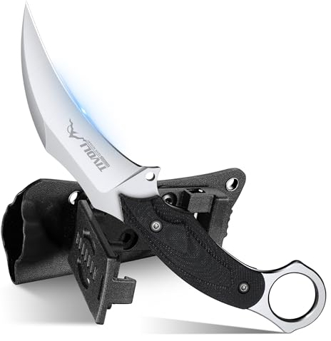 TIVOLI Outdoor Messer aus einem Stück D2 Stahl Gefertigt,Feststehende Klinge Survival Messer mit Kydexscheide,Full Tang Plizmesser Outdoor-Messer für Camping,Geschenke für Männer