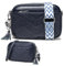 KUNKUN Kleine Handtasche Leder Tasche Damen Umhängetasche Blau Klein Crossbody Bag Damen mit Drei Reißvers Chlussfächern und 1 Breiter Gurt und 1 Dünnen Schultergurten