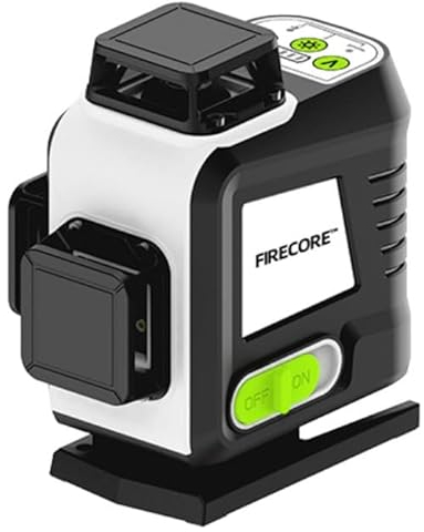Firecore G60 Nivel láser verde 4 × 360°, Láser Autonivelante con 2 Baterías de Litio, Láser de Línea 4D con Control Remoto Inalámbrico, Ideal para Trabajos de Construcción, Reformas o Bricolaje