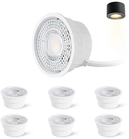 Gleonlux 6x LED module 5W lampadina Extra Piatto ø50x26mm, Bianca Calda 3000K 230V, Sostituisce Lampada GU10 MR16 per Faretti led soffitto, Faretto soffitto, Focos Superficie, faretto da incasso