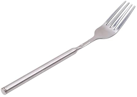 Plata inoxidable telescópica extensible tenedor cena fruta postre largo cubiertos tenedores barbacoa carne tenedor accesorios de cocina herramientas