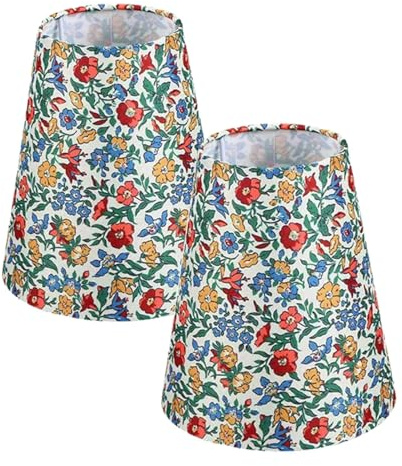 Lot de 2 petits abat-jours en tissu fleuri, modernes abat-jour à clipper avec motif floral pour lampes de table, lampadaires, suspensions DIY et lampes murales, 17x9x15cm
