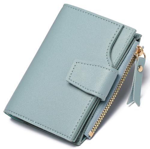 FALAN MULE Women's Wallet RFID Blocking PU Leather Wallet for Woman Zipper Coin Pocket Small Ladies Purse with ID Window