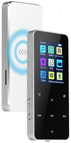 8GB MP3 Music Players, 2 Inch HD Screen Portable HiFi Lossless Sound MP3 Player with Electronic Book,FM Radio,Voice Recording, Up to 128GB (Silver)