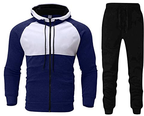 Männer Herbst Und Winter Zwei Sätze Sport Und Freizeit Ausschnitt Reißverschluss Farbe Passenden Pullover Und Hosen Weiche Anzug Chap Anzug, Marineblau, XXL