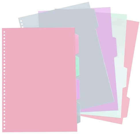 DY.2ten 8 Feuilles Intercalaires en Plastique, Intercalaires Classeur A4，Séparateurs Planificateur 30 trous, Index Format pour École Bureau Classeur Organisation Documents(29,8 x 21,2 cm, Coloré)