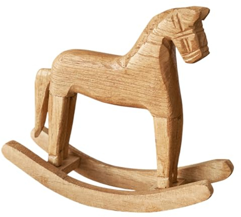 Xvilmaun Figuras De Caballo Decoración Hogar, Caballito Balancín De Madera Decorativo, Artesanía Tallada A Mano Para Escritorio Decoración Infantil Temática Vaquera Estantería Centro De Mesa Guardería