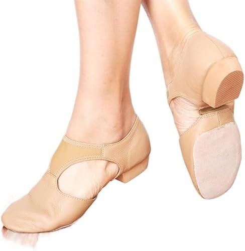 Chaussures De Ballet Cuir Véritable Stretch Arch Sandales Grecques Chaussures De Danse Jazz Femmes Ballet Jazzy Danse Professeur Sneaker Sandales Exercice Gym pour Femmes Enfants Adult, Tan, 40