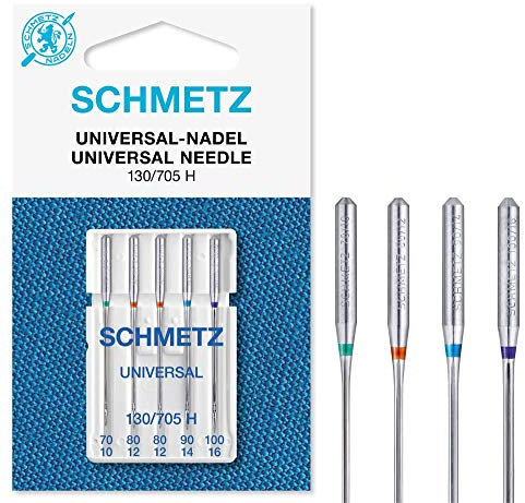 SCHMETZ | 5 Nähmaschinennadeln | Universal | 130/705 H | Nadeldicke 70/10-100/16 | auf jeder gängigen Haushaltsnähmaschine einsetzbar