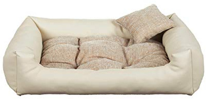 Gutekissen® Hundebett aus Ökoleder Hundebett Hundesofa Hundeliege Hundekissen Kunstleder Hundeschlafplatz - Langlebige Materialien und hohe Qualität EKO (S - 65x55, Creme)