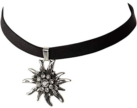 Schöneberger Trachten Couture Trachtenkette Edelweiss Kristallstein - Kropfband Oktoberfest - Halskette Dirndl & Lederhose (Kristall)