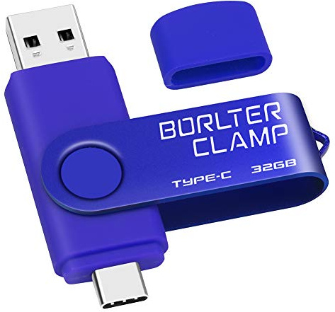 32GB Memoria USB Tipo C, BorlterClamp Doble Unidad Flash (USB C y USB-A 3.0), Type-C OTG Pendrive Memory Stick para Smartphones Android Samsung S10 S8, Huawei Honor, etc., Tableta y Laptop (Azul)