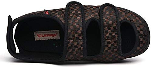 Nwarmsouth Justerbara post-op skor skor, fotsvullna tumme eversion sandaler, justerbara skor för äldre-UK10_kaffe, bred passform minnesskum diabetes tofflor