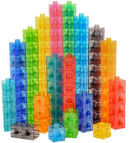 edxeducation Translucent Linking Cubes - Construction Toy for Early Math - Set of 100 - 0.8 Inch - Light Table Toy - Elementary + Preschool Learning