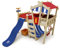 Wickey Children's bed, Crazy Hutty loft bed with blue slide 90 x 200 cm - red/blue cover